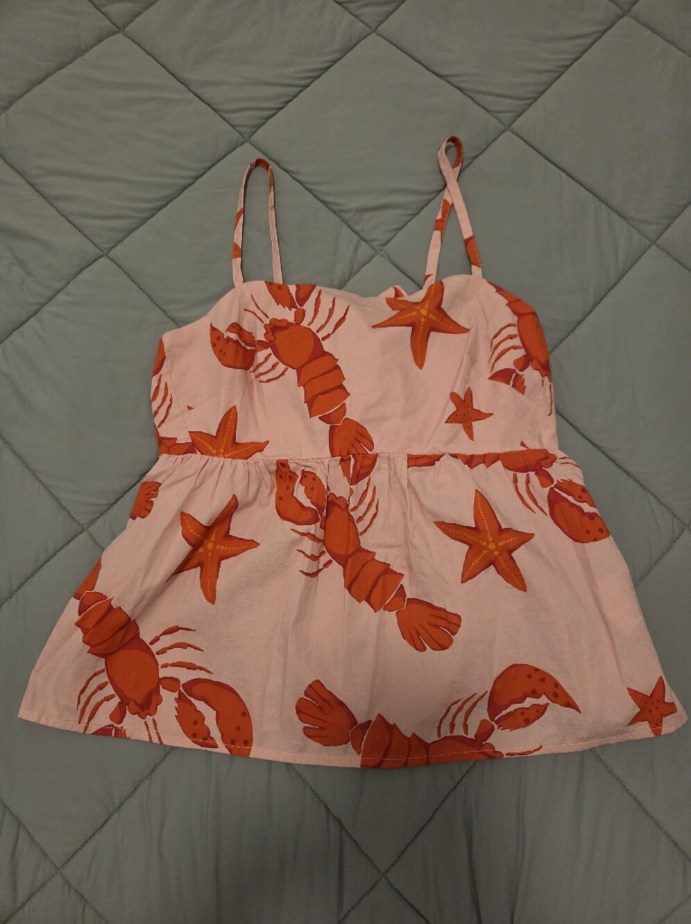 J. Crew Factory Lobster Babydoll Top